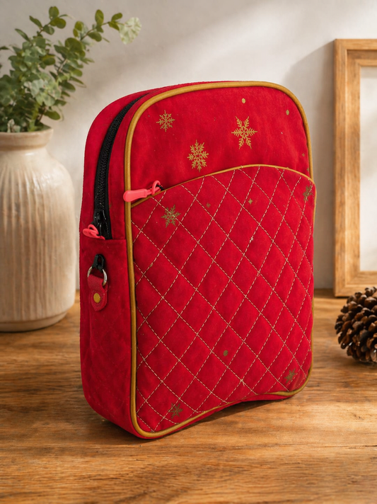 Red Quilted Tote Bag with Front Pocket – Stylish Everyday Carry Tote for Women