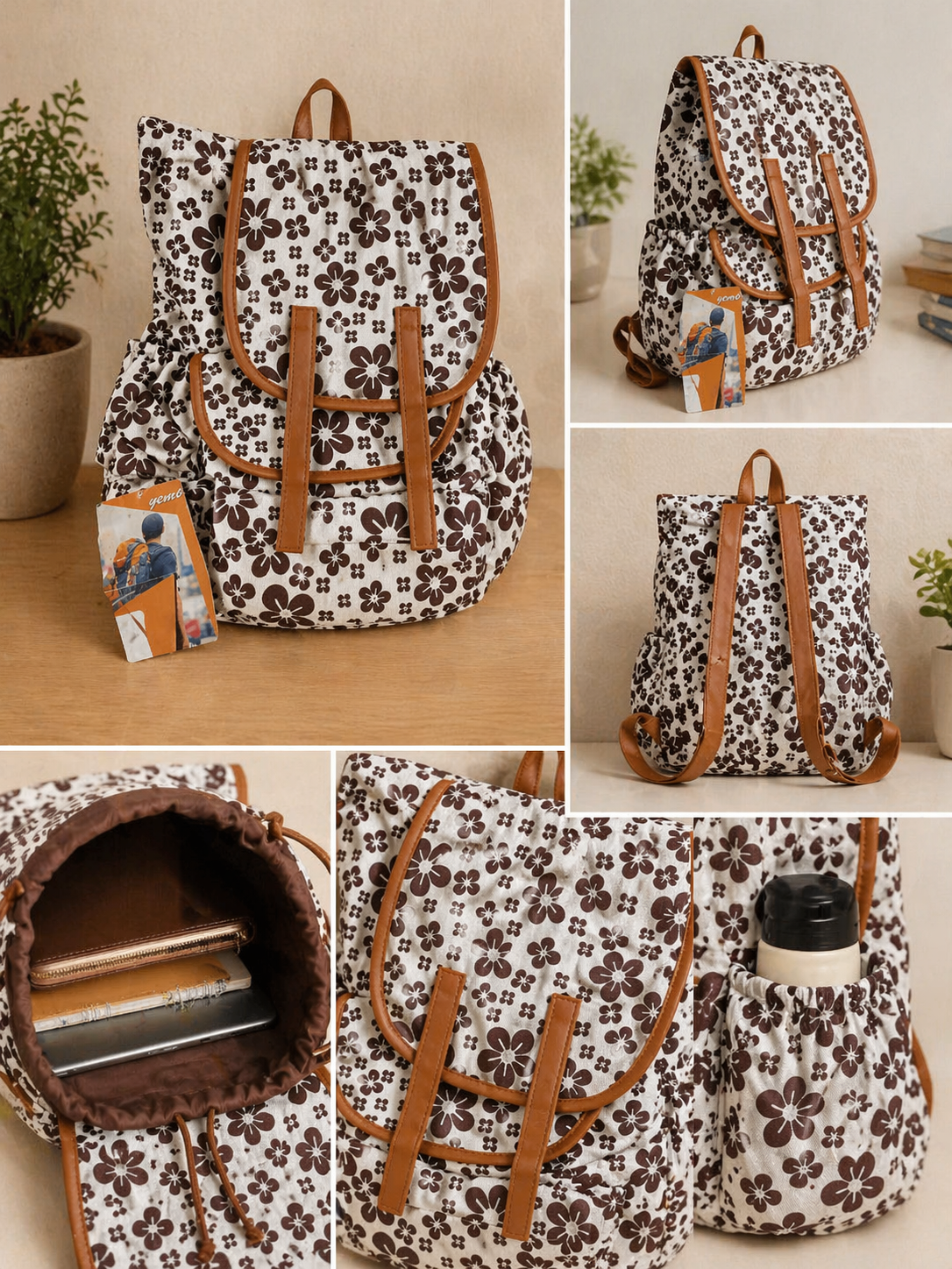 Stylish Floral Print Backpack for Women & Girls – Lightweight Fashion Travel & College Bag